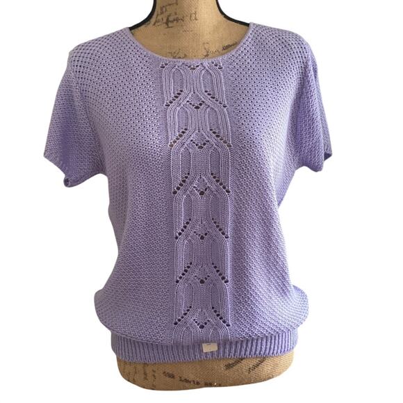 Cristin Stevens Sweaters - Vintage Cristin Stevens Lilac Knit Short Sleeve Sweater USA